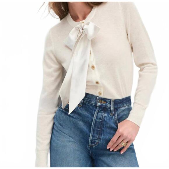 NEW FAVORITE DAUGHTER take a bow crewneck cardigan in ivory